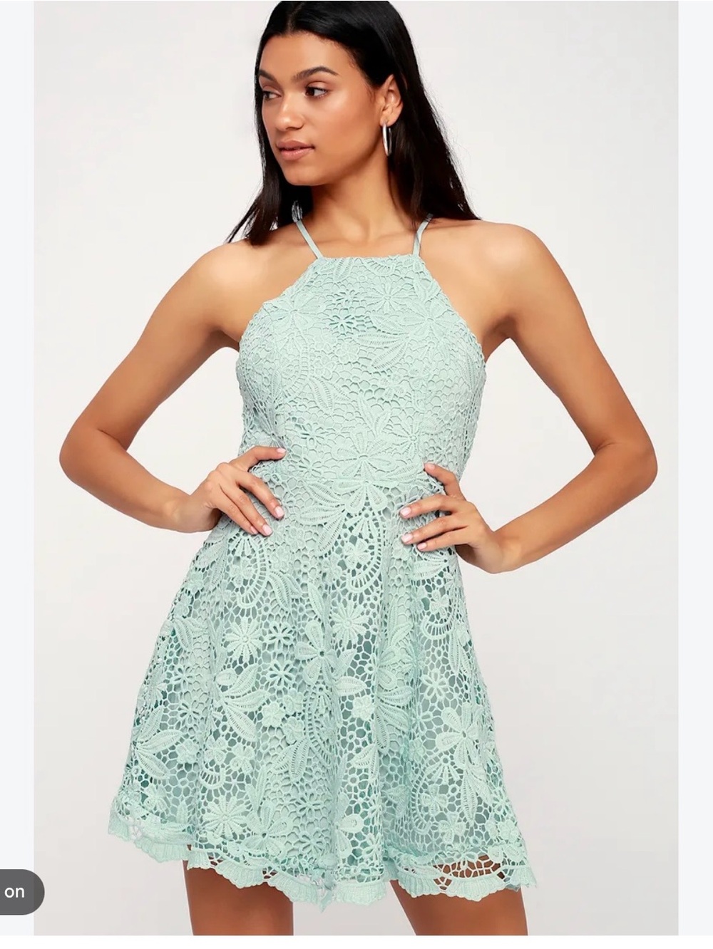 Lulus Sea Green Floral Knit Dress